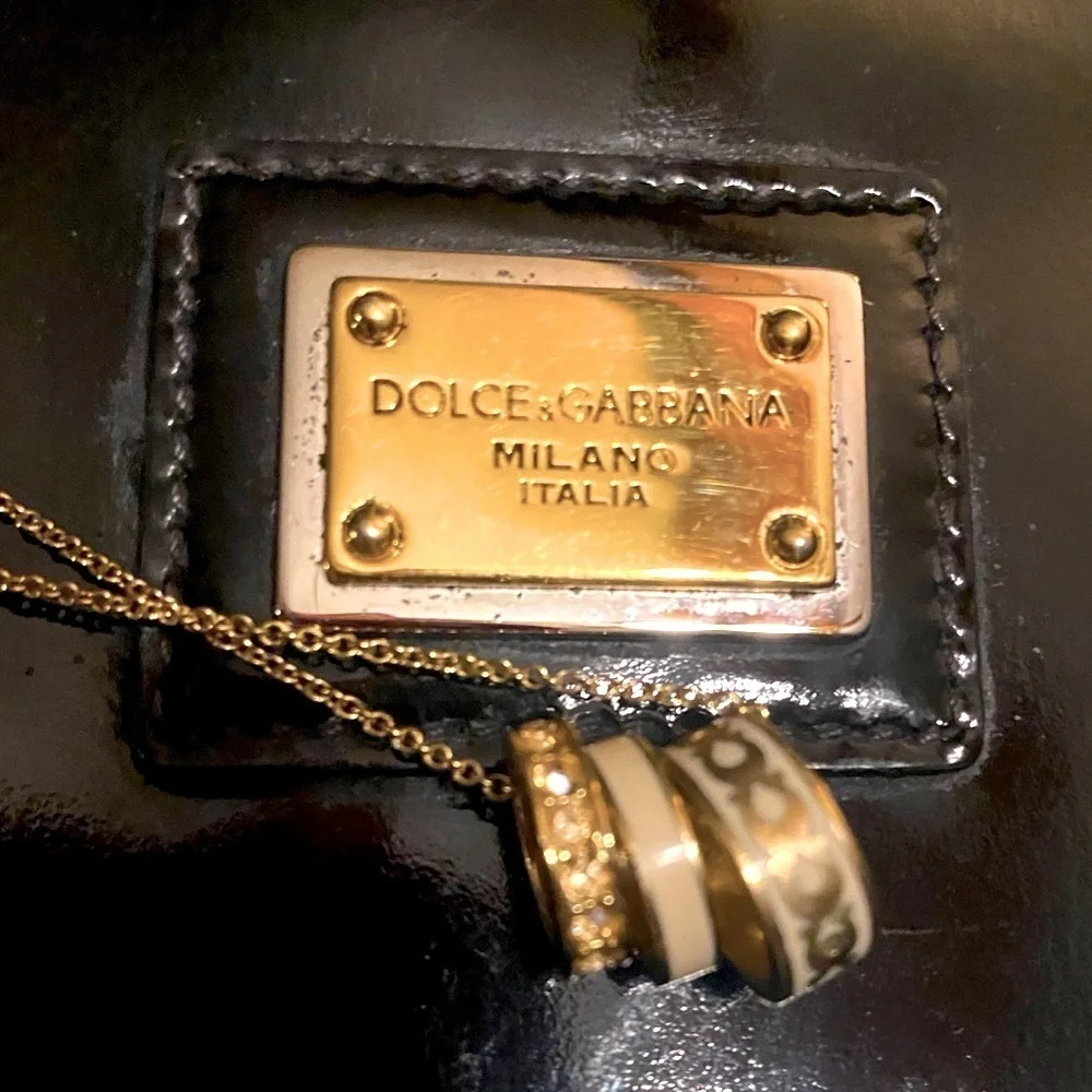 COACH “C” Signature Crystal Rondelle x3 Charms w/COACH Necklace, Authentic, EUC